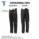 Custom Black White Pinstripe Stretch Practice Loose-Fit Baseball Pants